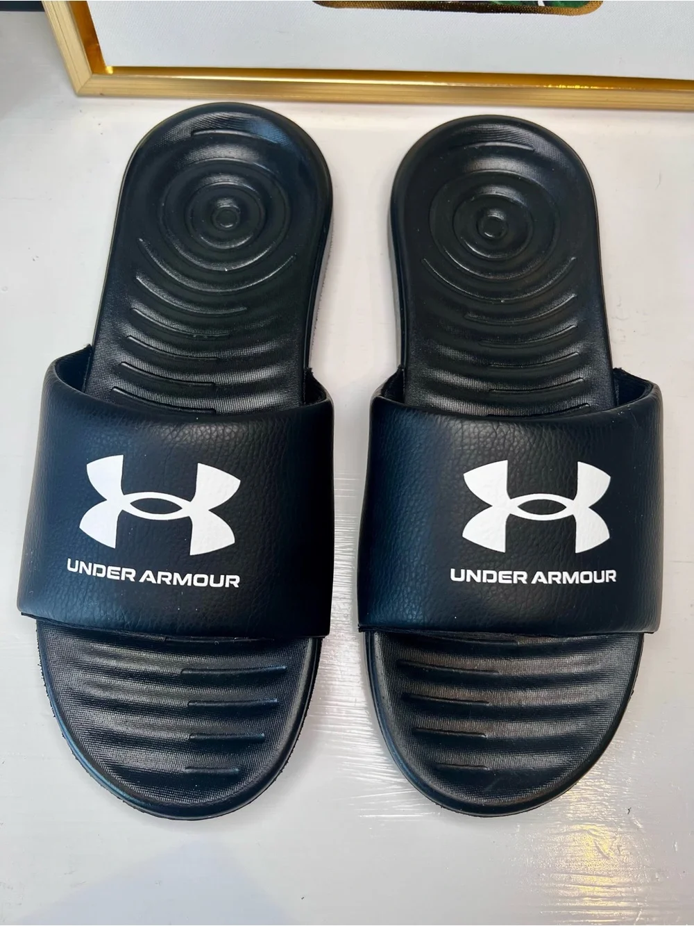 Under Armour Men’s  UA Ansa Fixed Slide Black White Size 9
